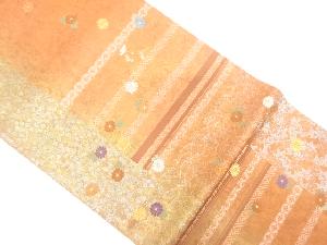 引き箔横段に花模様織り出し袋帯